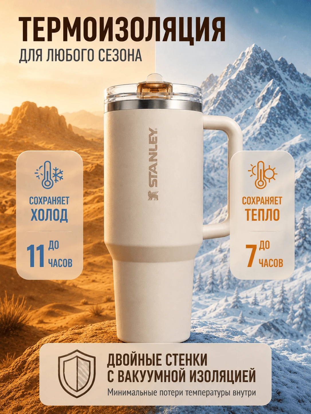 Инфографика: термоизоляция, холод до 11 часов, тепло до 7 часов